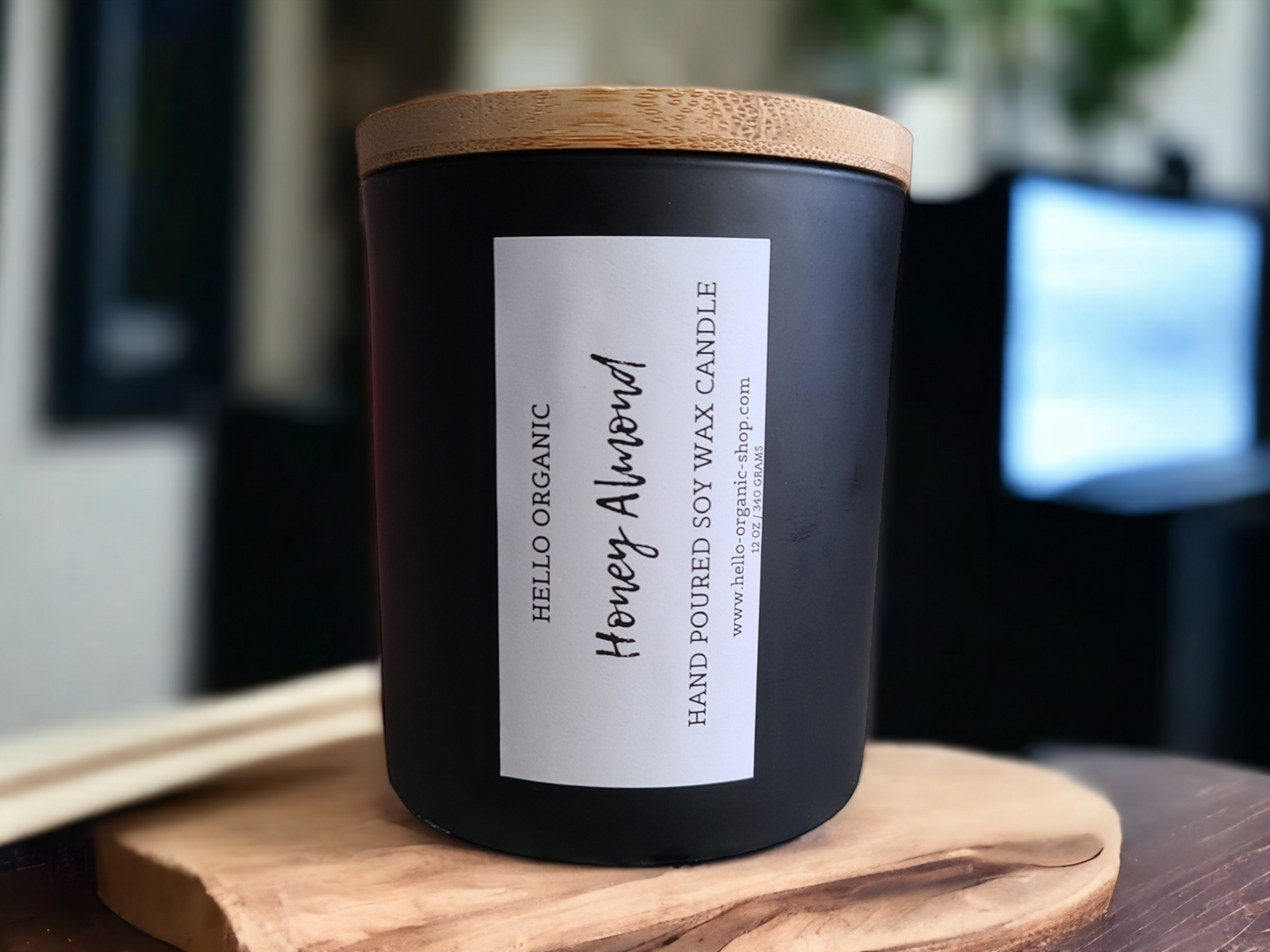 Classic Matte Black Jar With Bamboo Lid Soy Wax Non Toxic Candle