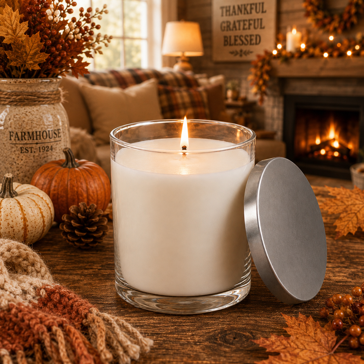 Hello Organic Pumpkin Spice Hand-Poured Non-Toxic Soy Wax Candle – 9 oz