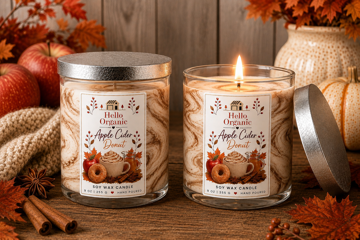 Hello Organic CHOOSE SCENT Fall Scented Hand-Poured Non-Toxic Soy Wax Candle - 9 oz