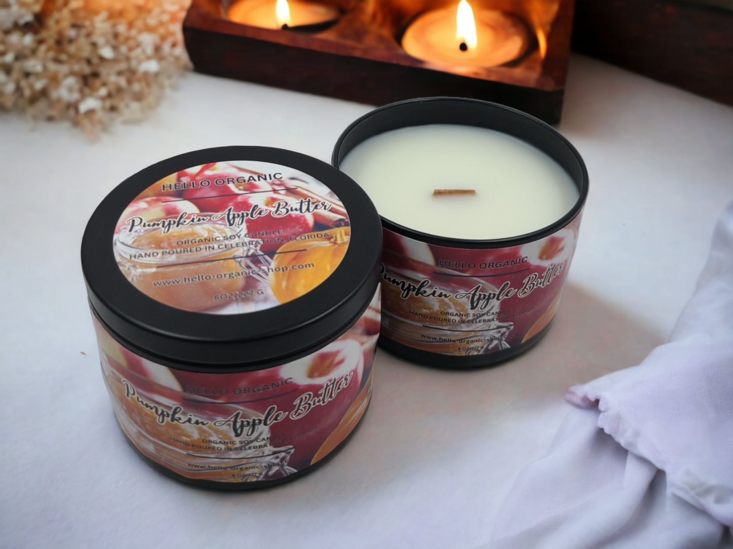 Black Matte Tin Fall & Autumn Scent Soy Wax Candle