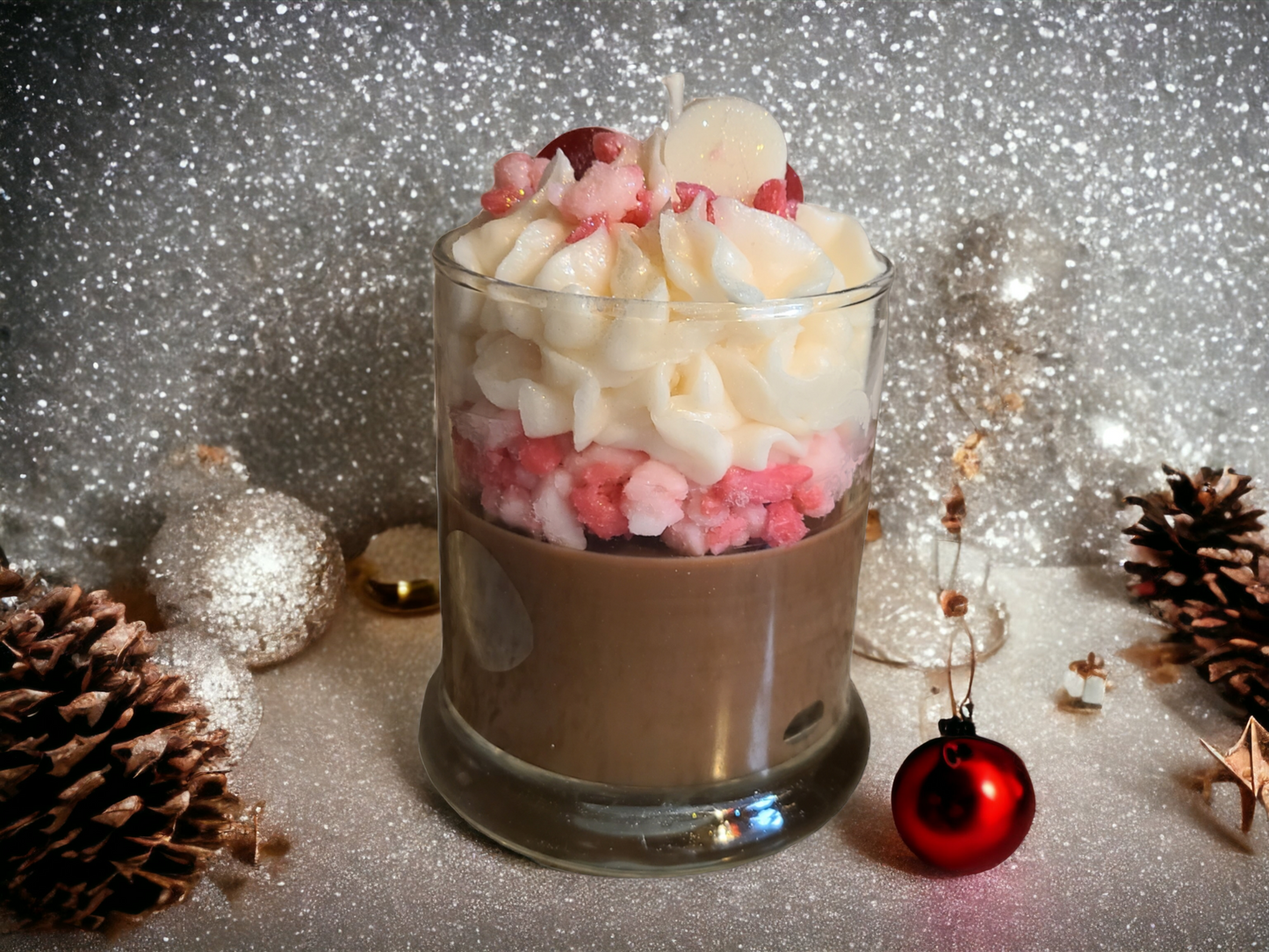 Peppermint Hot Cocoa Specialty Frosted Scented Christmas Candle