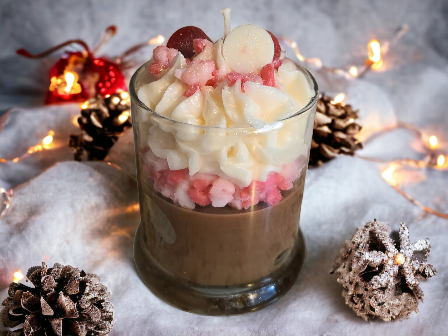 Peppermint Hot Cocoa Specialty Frosted Scented Christmas Candle