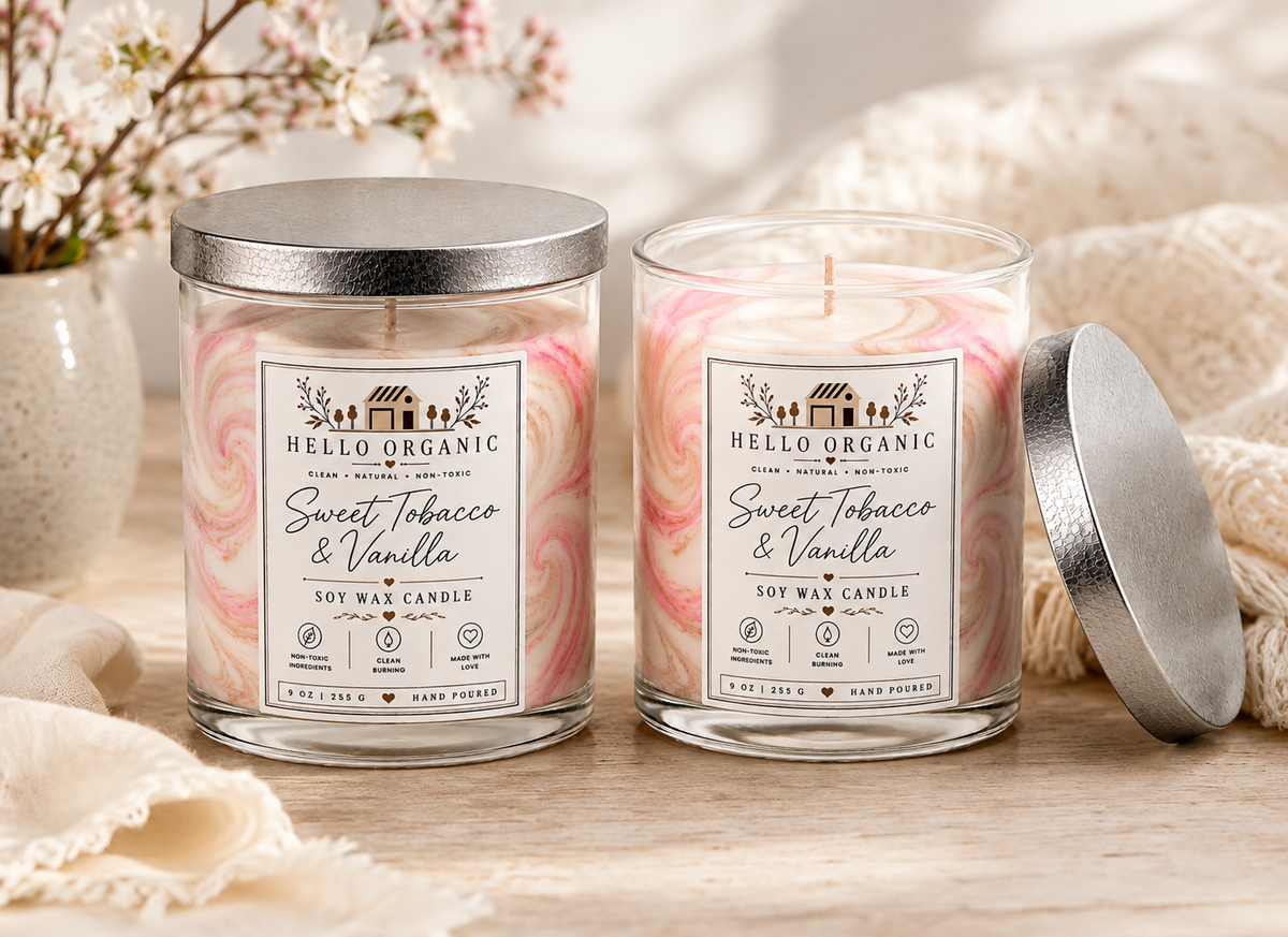 Sweet Tobacco & Vanilla Hand Poured Non Toxic Candle 9 oz