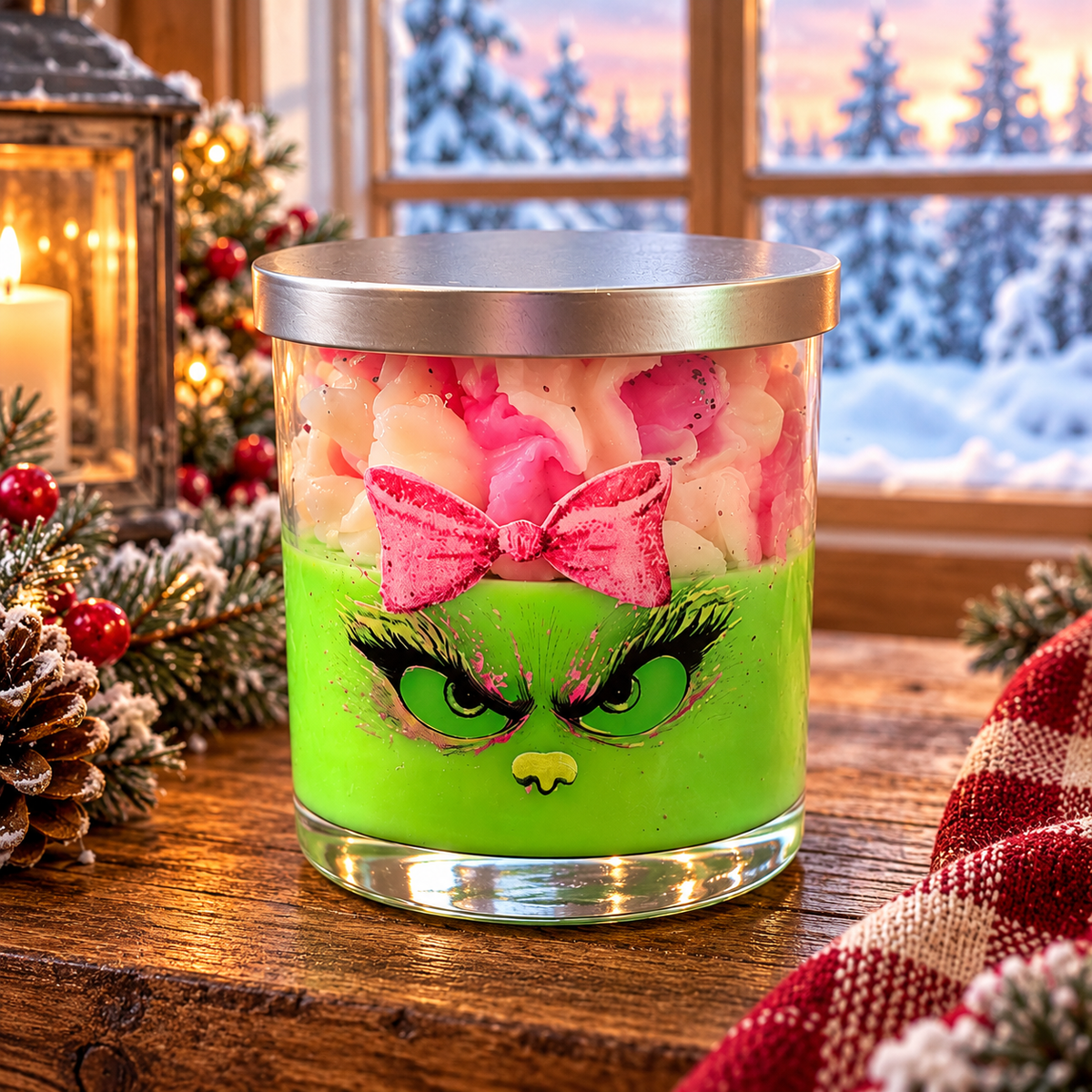 Resting Grinch Face 8 oz Soy Wax Christmas Candle
