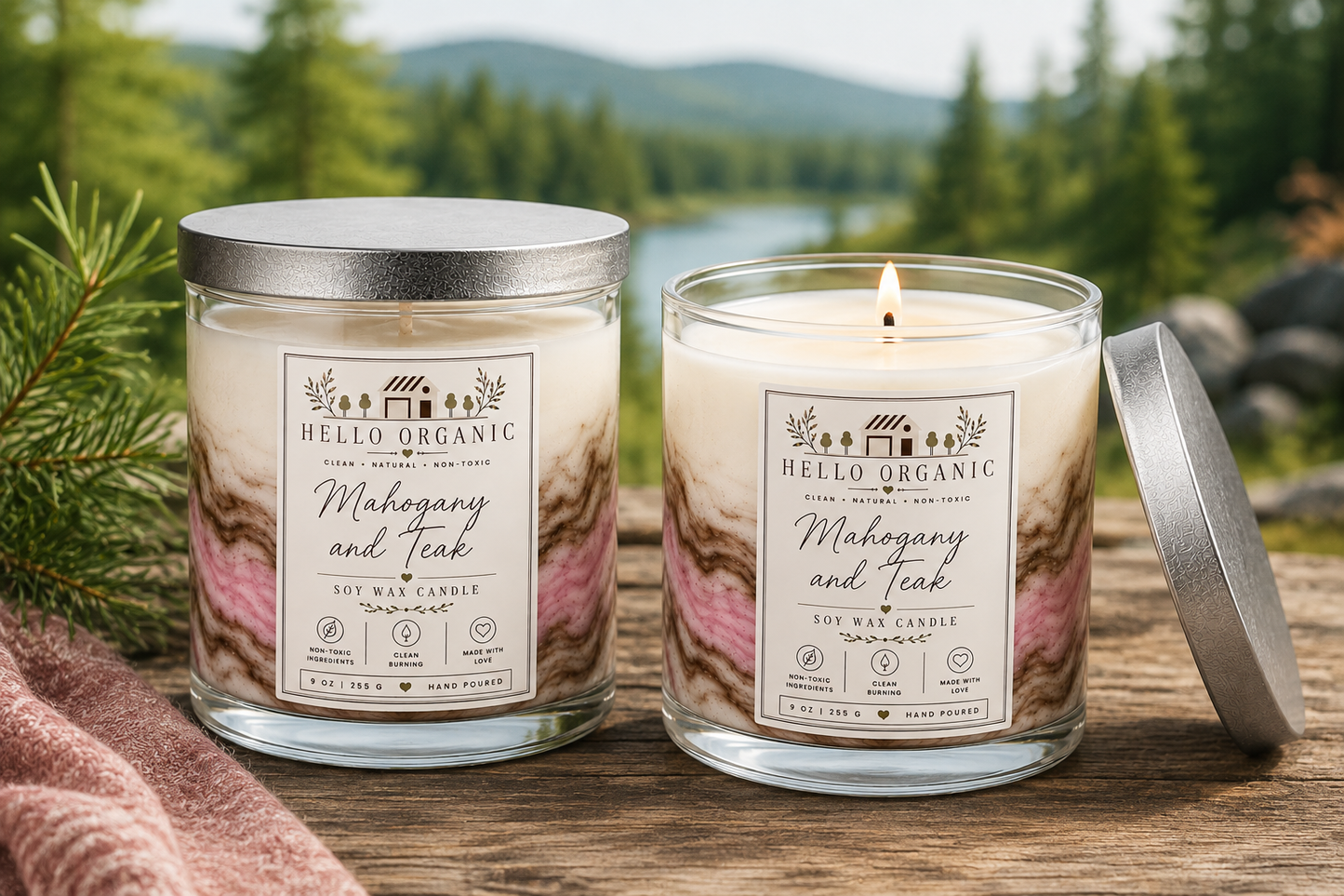 Mahogany and Teak Hand Poured Non Toxic Candle 9 oz