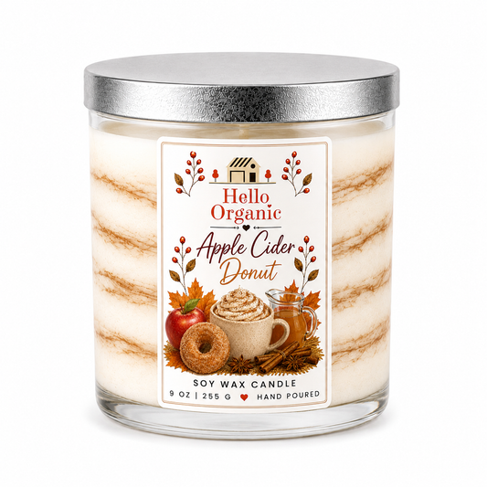 Apple Cider Donut Hand Poured Non Toxic Candle 9 oz