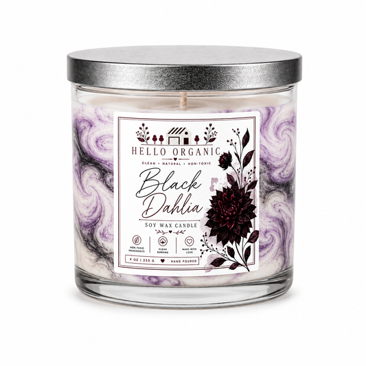 Black Dahlia Hand Poured Non Toxic Candle 9 oz