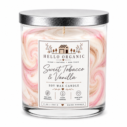 Sweet Tobacco & Vanilla Hand Poured Non Toxic Candle 9 oz