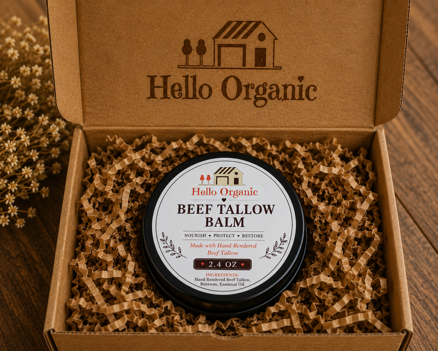Hello Organic Unscented Beef Tallow Balm (2.4 oz)