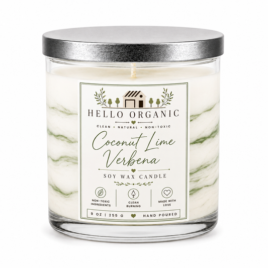 Coconut Lime Verbena Hand Poured Non Toxic Candle 9 oz