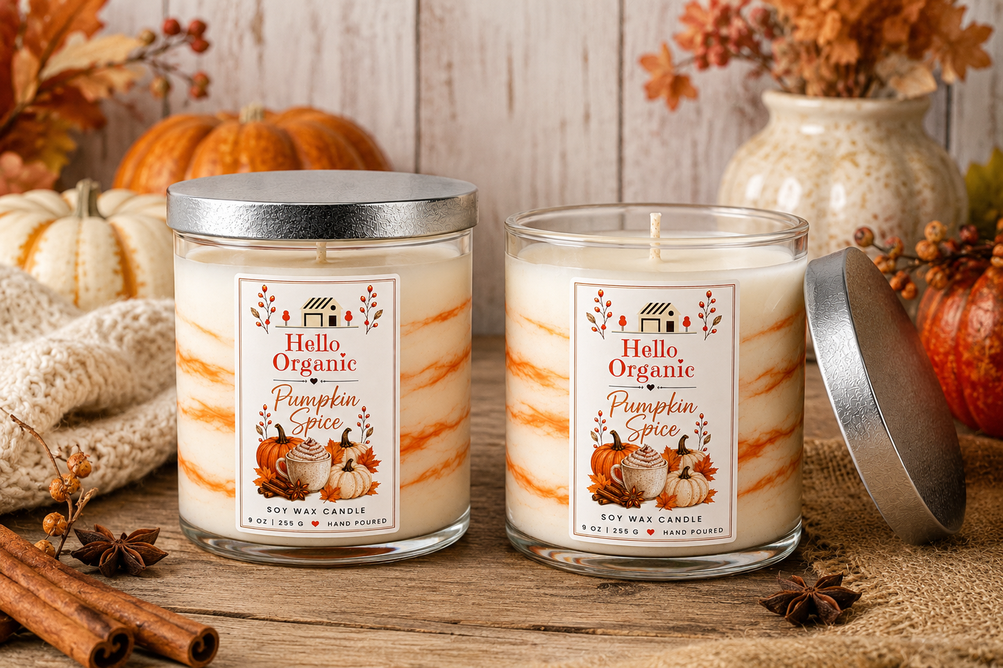 Pumpkin Spice Hand Poured Non Toxic Candle 9 oz