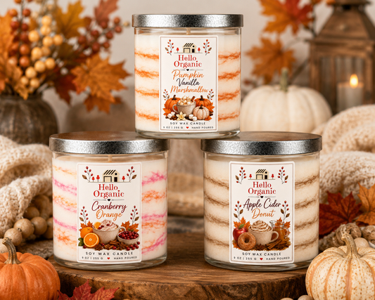 Hello Organic CHOOSE SCENT Fall Scented Hand-Poured Non-Toxic Soy Wax Candle - 9 oz