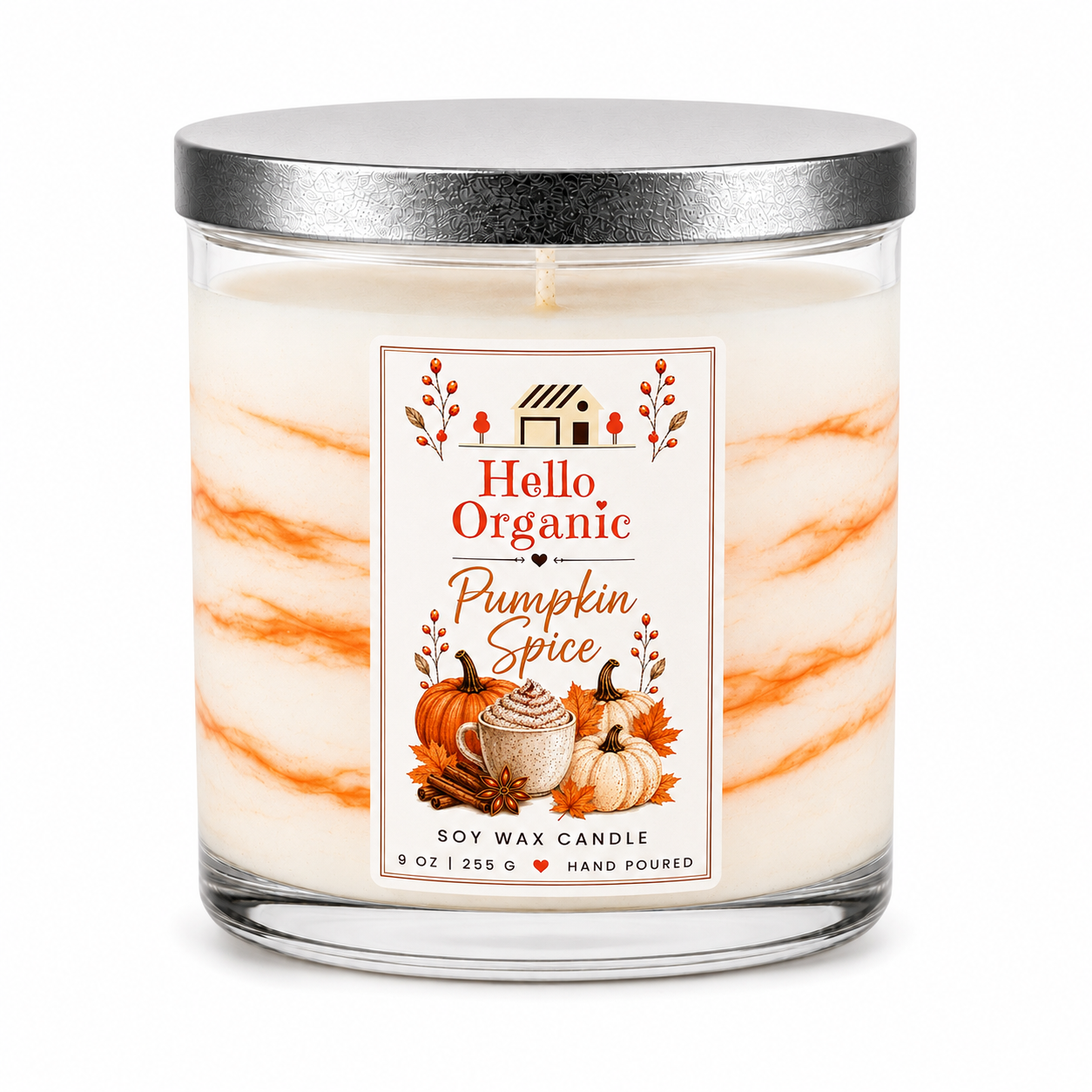 Pumpkin Spice Hand Poured Non Toxic Candle 9 oz