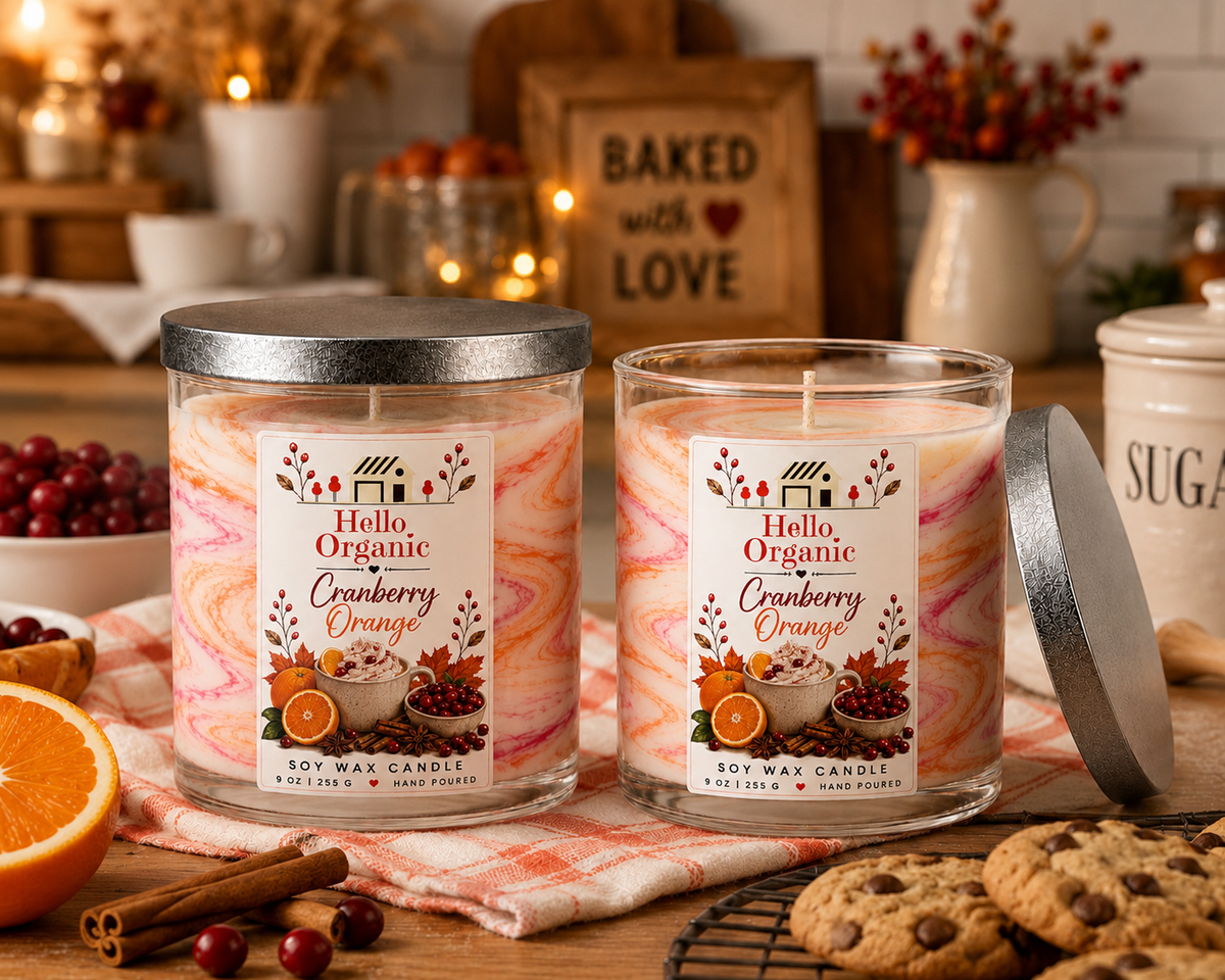 Hello Organic CHOOSE SCENT Fall Scented Hand-Poured Non-Toxic Soy Wax Candle - 9 oz