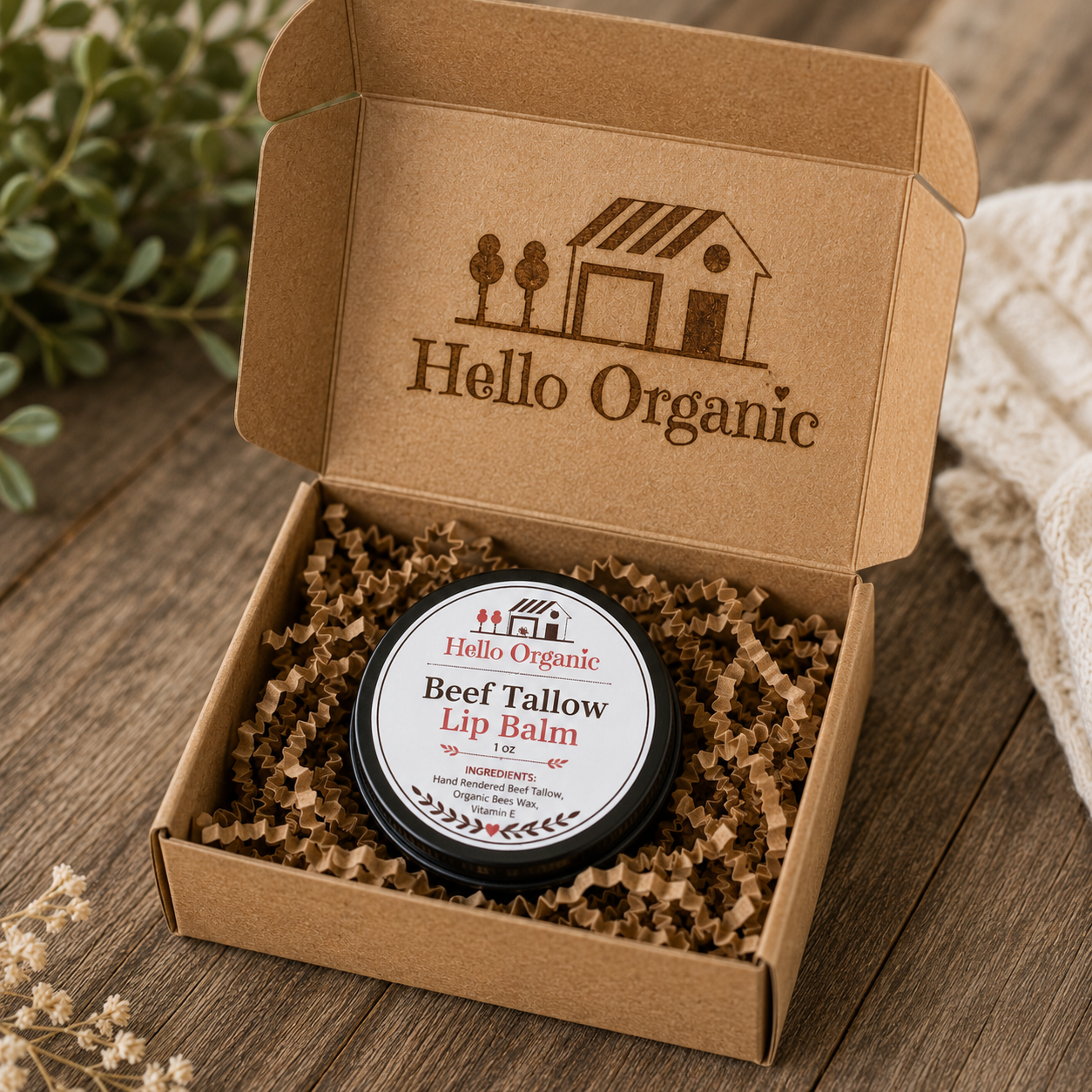 Hello Organic Beef Tallow Lip Repair Balm (1oz)