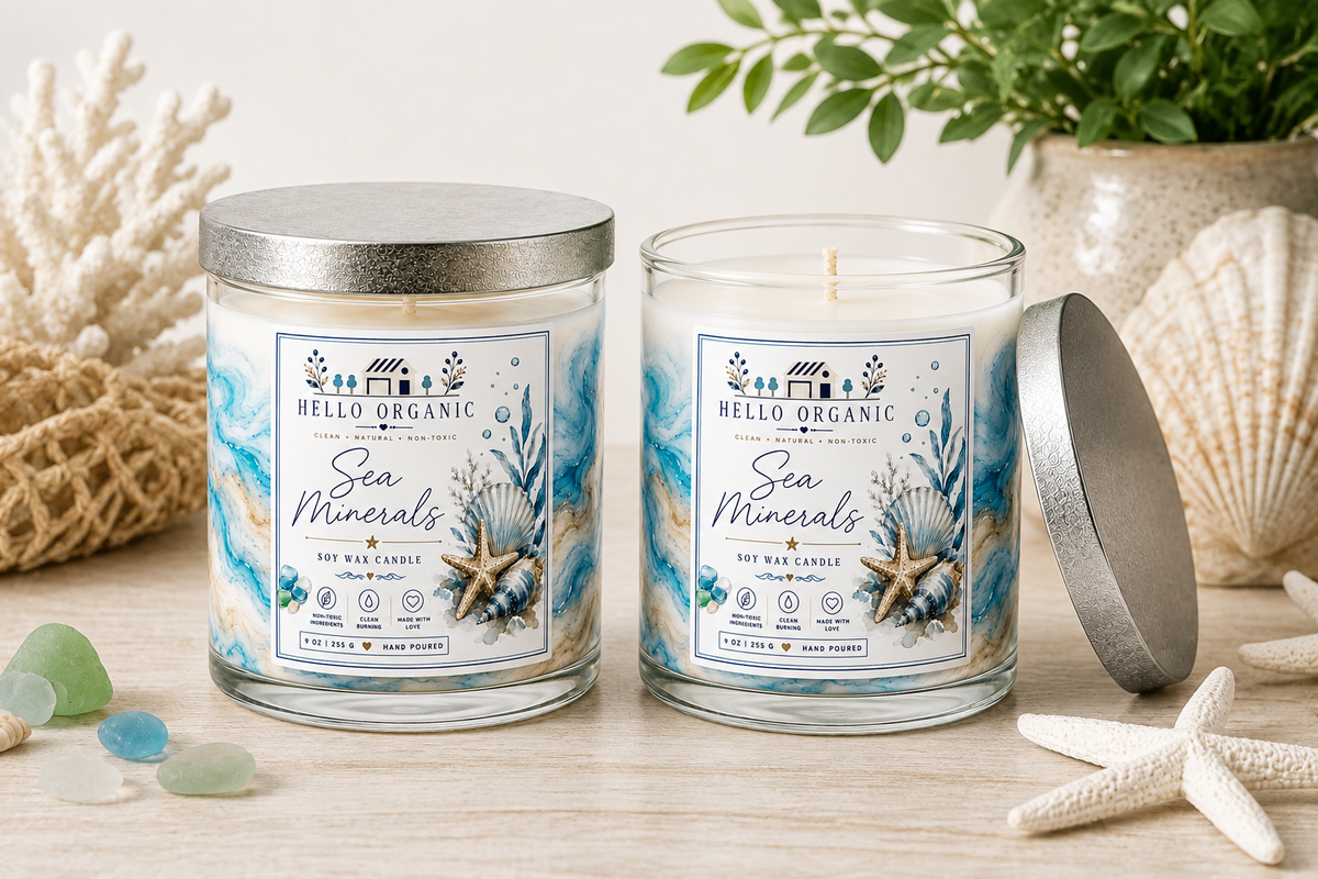 Sea Minerals Hand Poured Non Toxic Candle 9 oz