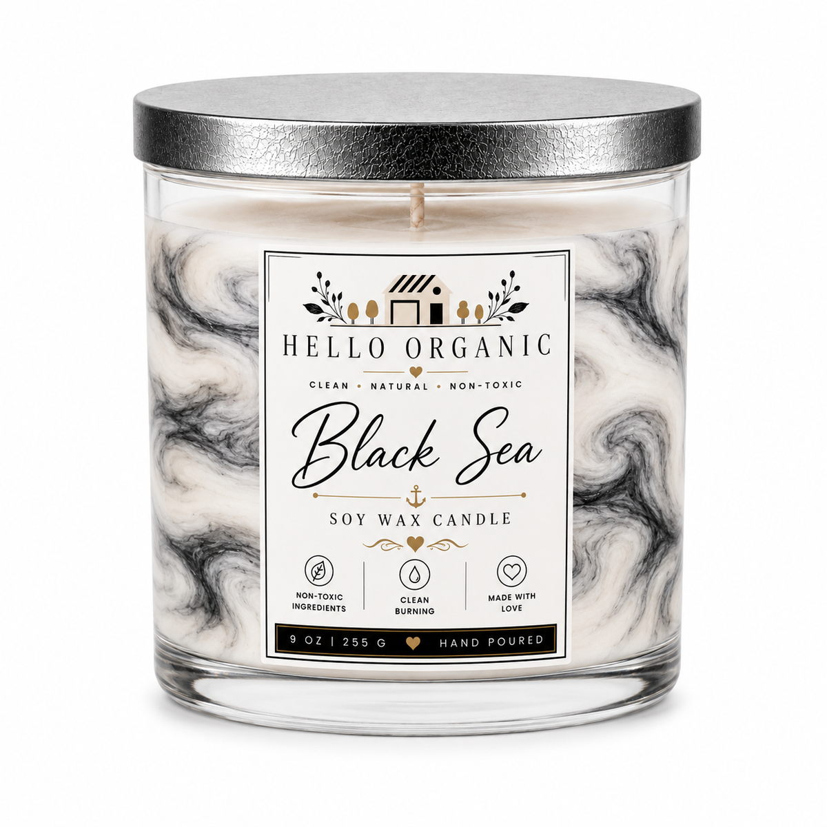 Black Sea Hand Poured Non Toxic Candle 9 oz