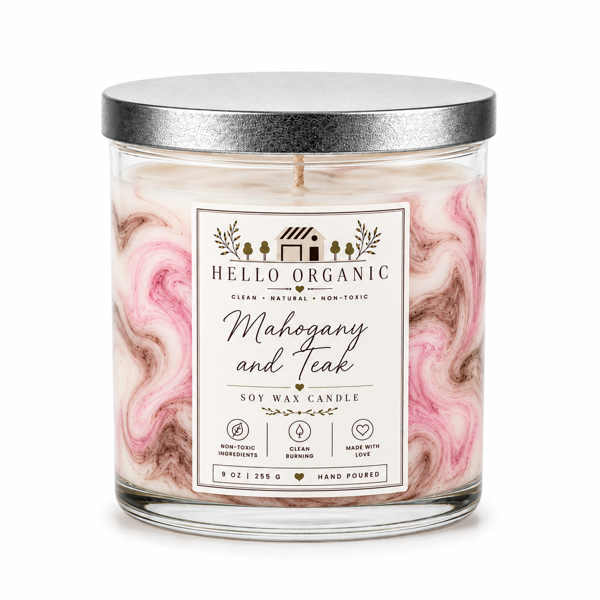 Mahogany and Teak Hand Poured Non Toxic Candle 9 oz