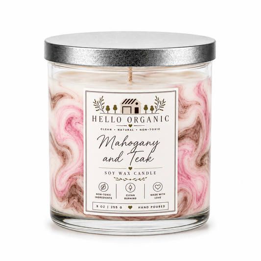 Mahogany and Teak Hand Poured Non Toxic Candle 9 oz