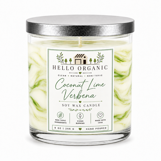 Coconut Lime Verbena Hand Poured Non Toxic Candle 9 oz