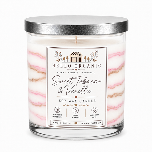 Sweet Tobacco & Vanilla Hand Poured Non Toxic Candle 9 oz