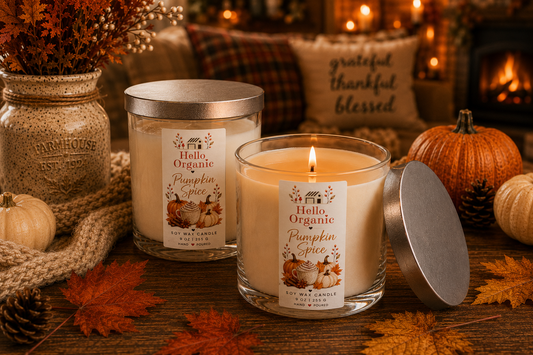 Hello Organic Fall Scented Hand-Poured Non-Toxic Soy Wax Candle –CHOOSE SCENT- 9 oz