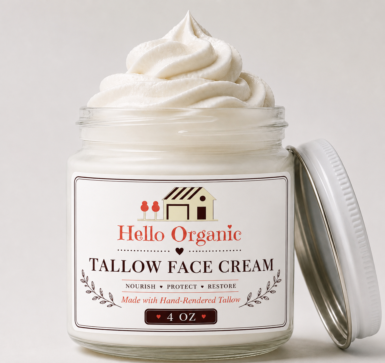 Whipped Tallow Facial Cream Unscented (4oz)
