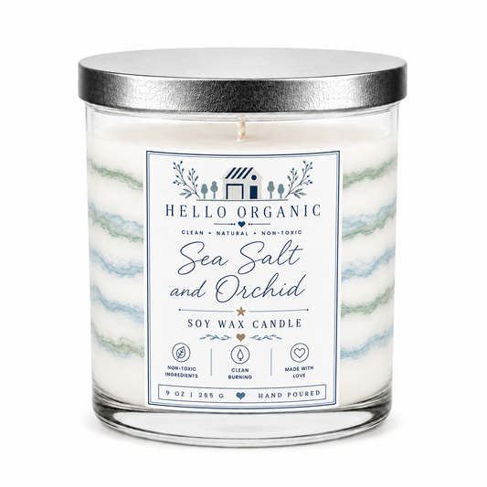 Sea Salt & Orchid Hand Poured Non Toxic Candle 9 oz