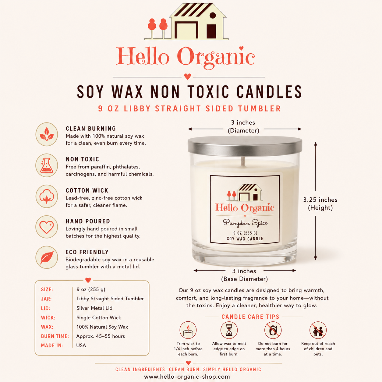 Apple Cider Donut Hand Poured Non Toxic Candle 9 oz