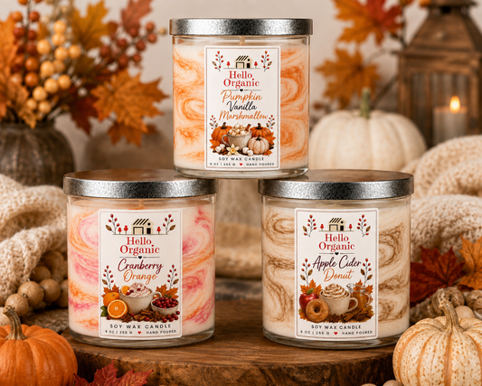 Hello Organic CHOOSE SCENT Fall Scented Hand-Poured Non-Toxic Soy Wax Candle - 9 oz