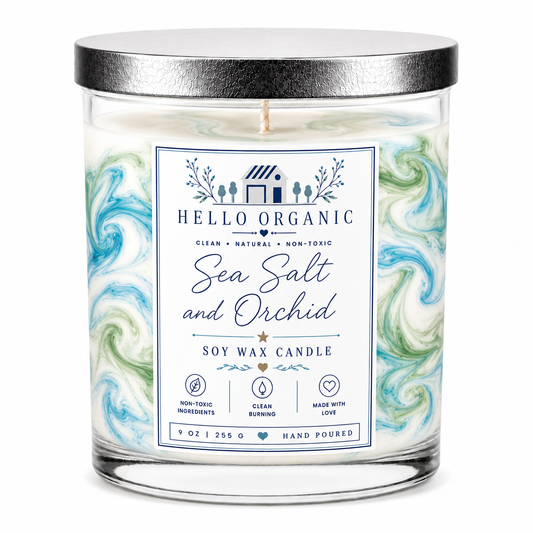 Sea Salt & Orchid Hand Poured Non Toxic Candle 9 oz