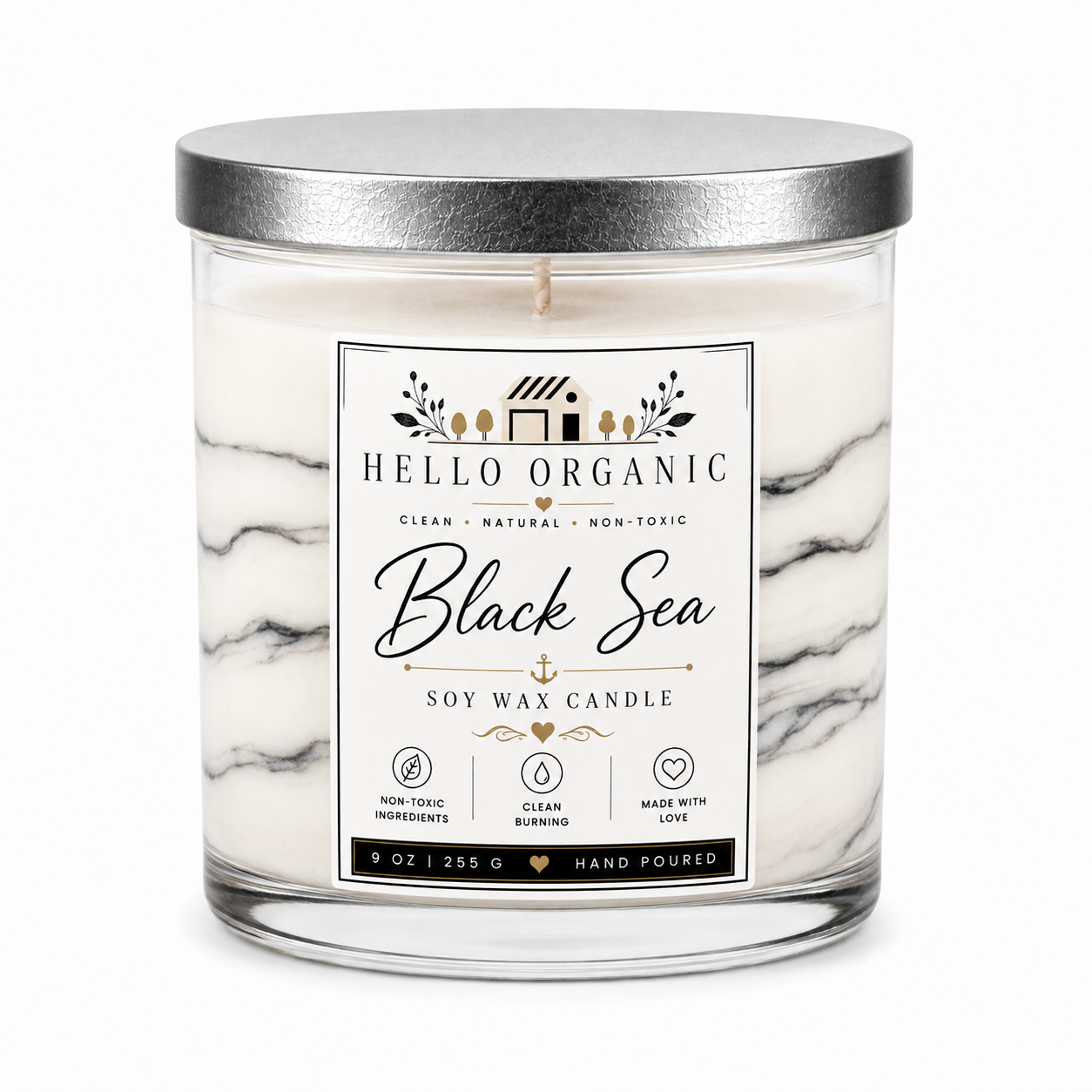 Black Sea Hand Poured Non Toxic Candle 9 oz