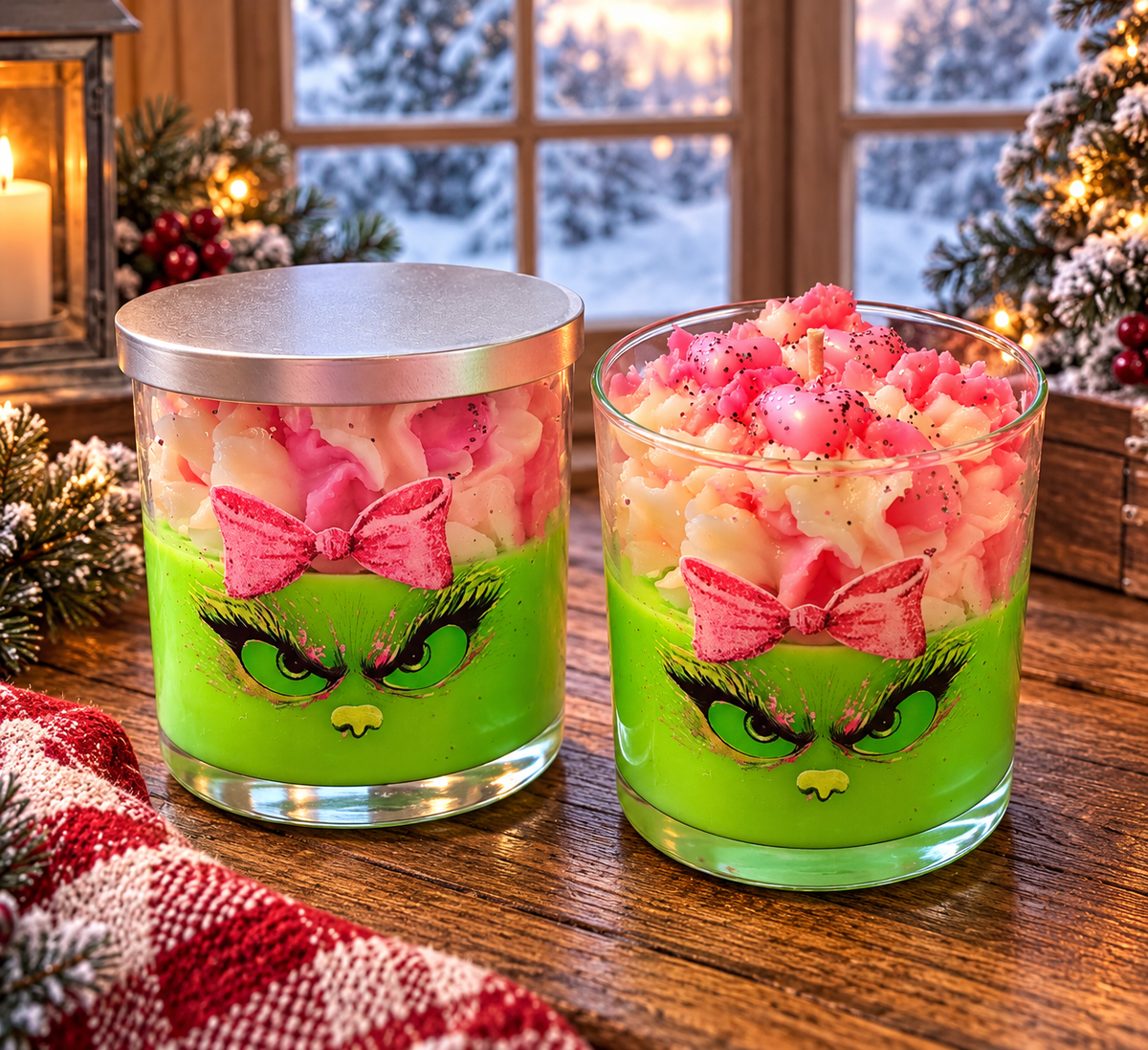 Resting Grinch Face 8 oz Soy Wax Christmas Candle