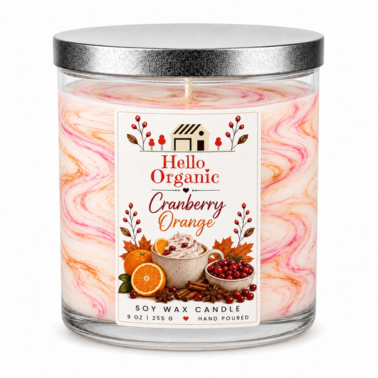 Cranberry Orange Hand Poured Non Toxic Candle 9 oz