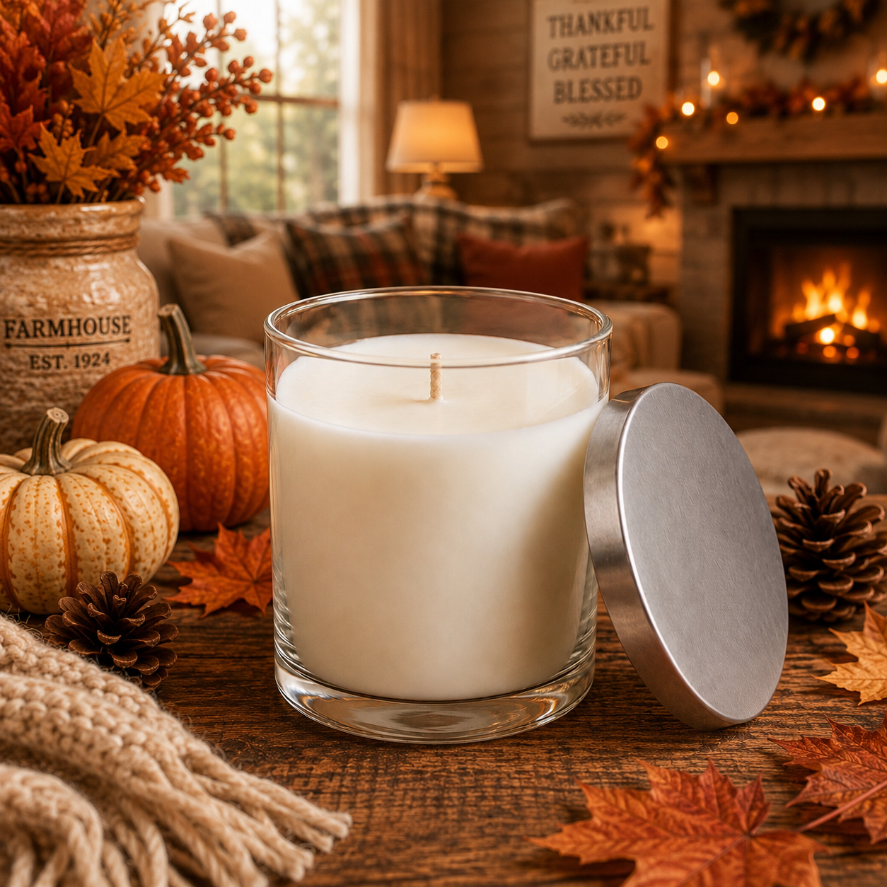 Hello Organic Pumpkin Spice Hand-Poured Non-Toxic Soy Wax Candle – 9 oz