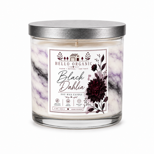 Black Dahlia Hand Poured Non Toxic Candle 9 oz