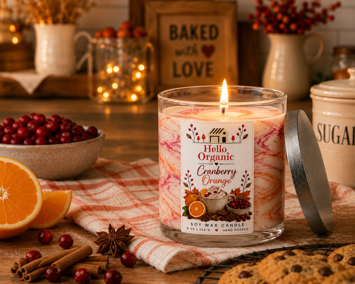 Hello Organic CHOOSE SCENT Fall Scented Hand-Poured Non-Toxic Soy Wax Candle - 9 oz