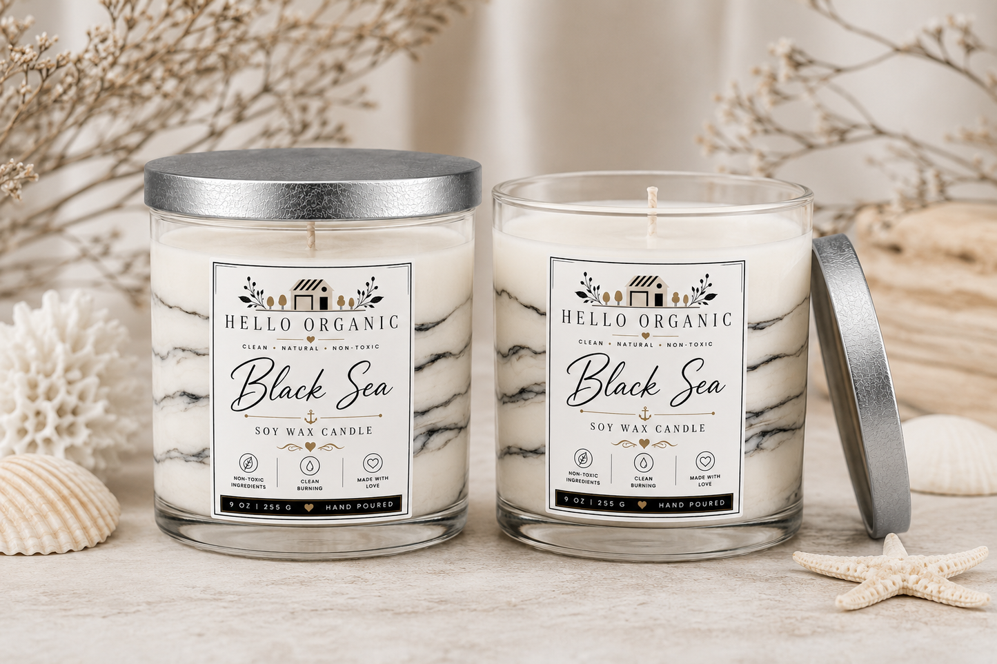 Black Sea Hand Poured Non Toxic Candle 9 oz
