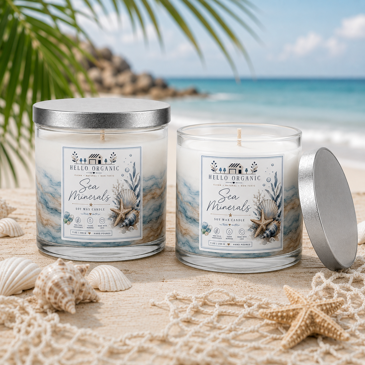 Sea Minerals Hand Poured Non Toxic Candle 9 oz