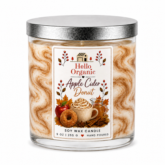 Apple Cider Donut Hand Poured Non Toxic Candle 9 oz