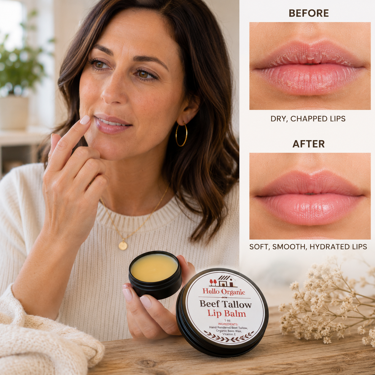 Hello Organic Beef Tallow Lip Repair Balm (1oz)