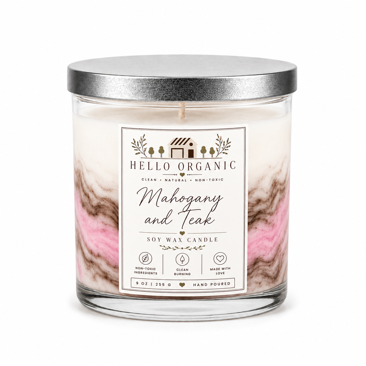 Mahogany and Teak Hand Poured Non Toxic Candle 9 oz