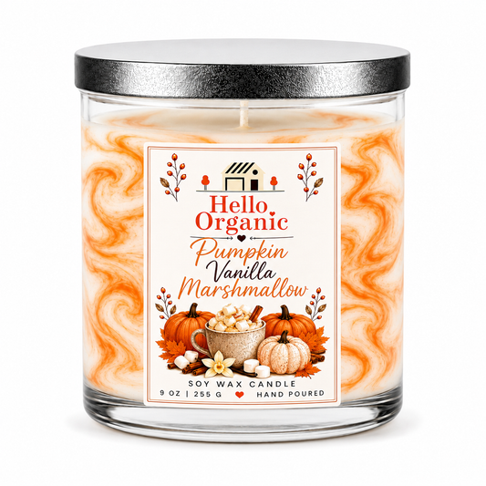 Pumpkin Vanilla Marshmallow Hand Poured Non Toxic Candle 9 oz