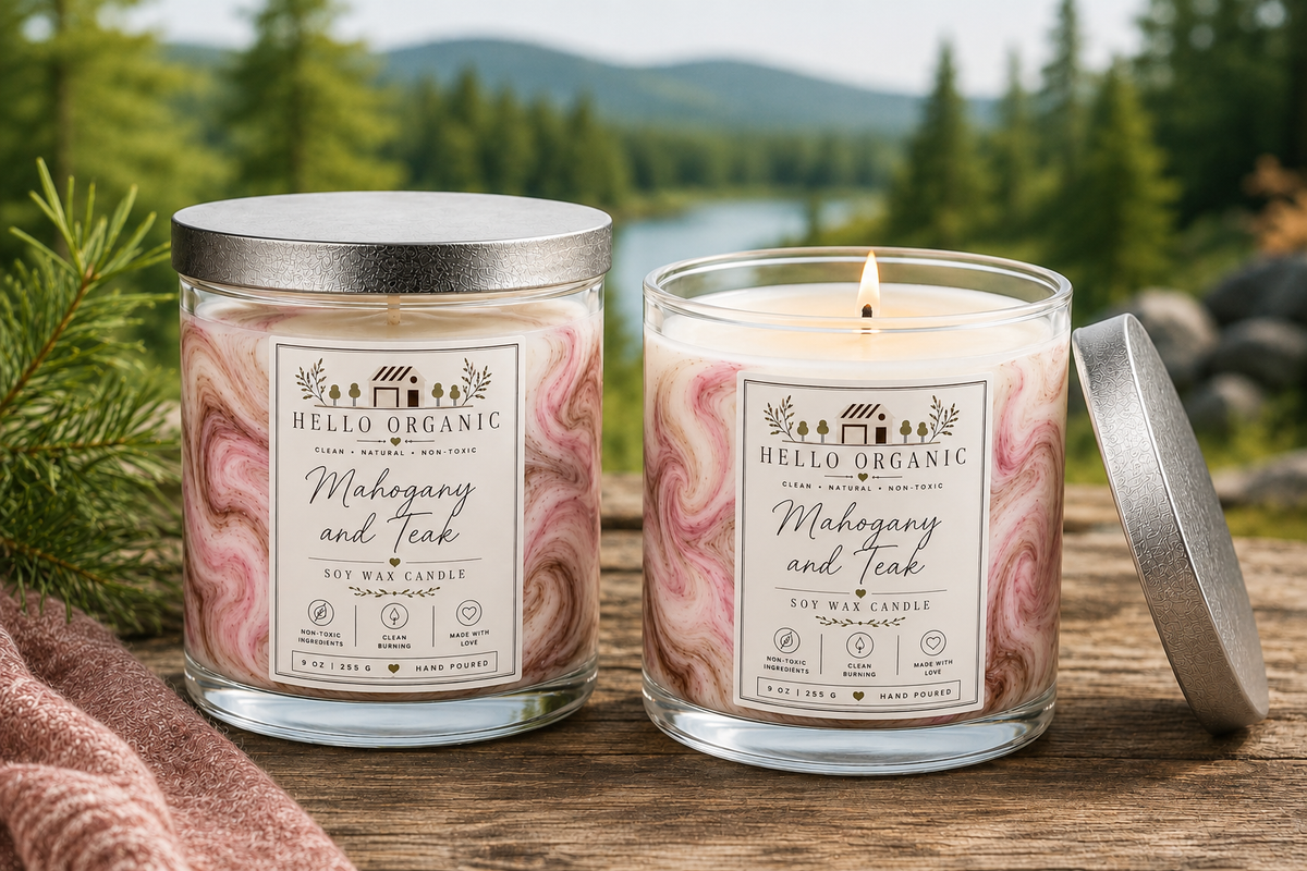 Mahogany and Teak Hand Poured Non Toxic Candle 9 oz