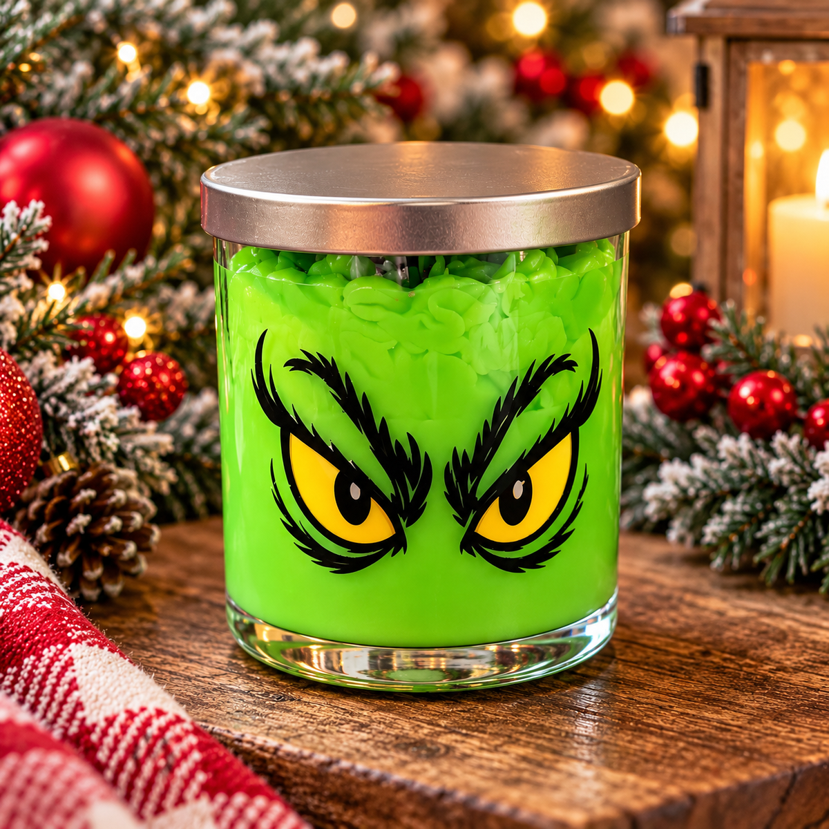 Mean One Grinch 8 oz Soy Wax Decorative Christmas Candle