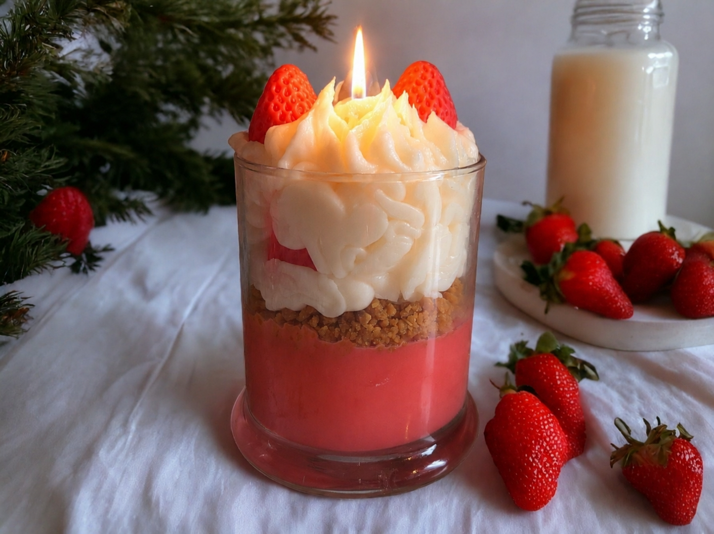 Strawberry Shortcake Specialty Dessert Candle