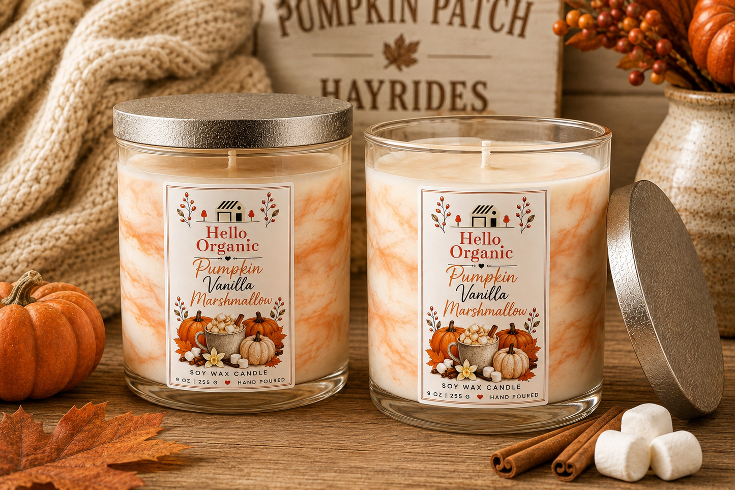 Hello Organic CHOOSE SCENT Fall Scented Hand-Poured Non-Toxic Soy Wax Candle - 9 oz